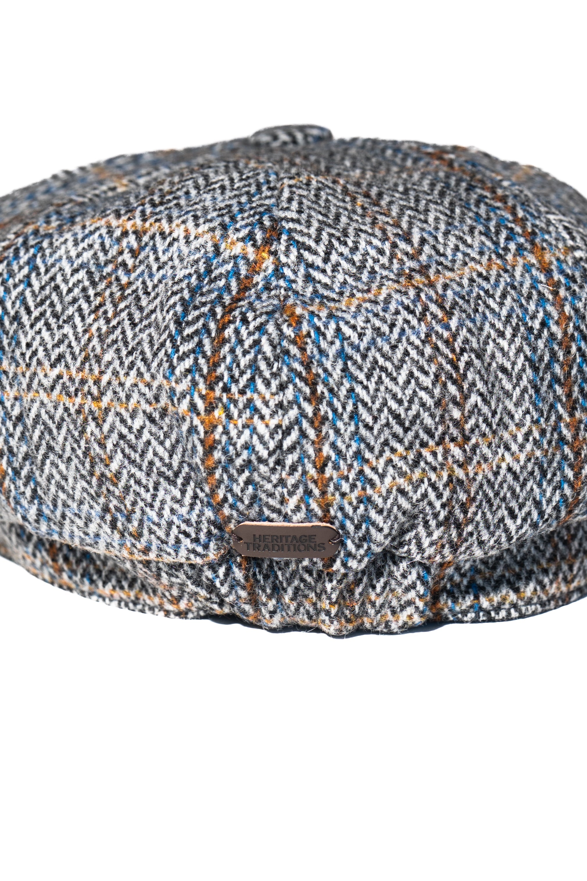 Grey Jumbo Herringbone Newsboy Cap