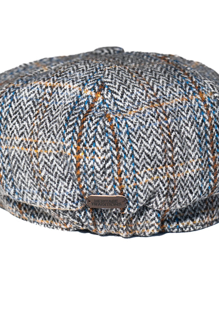 Grey Jumbo Herringbone Newsboy Cap