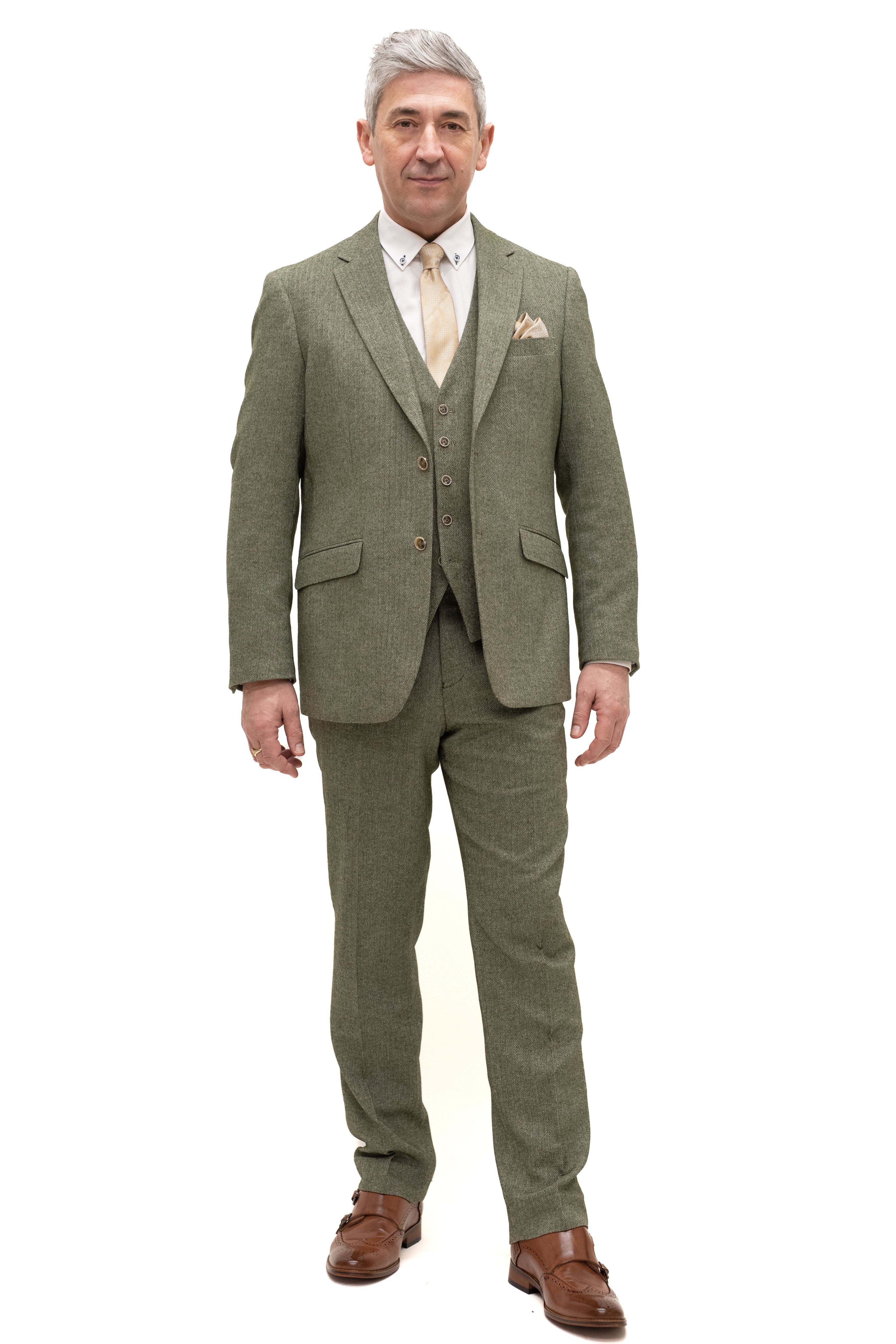 Skopes Jude Sage Herringbone 3 Piece Suit Master Debonair