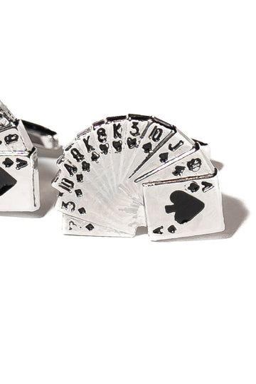 Playing Cards Silver Metal Cufflinks