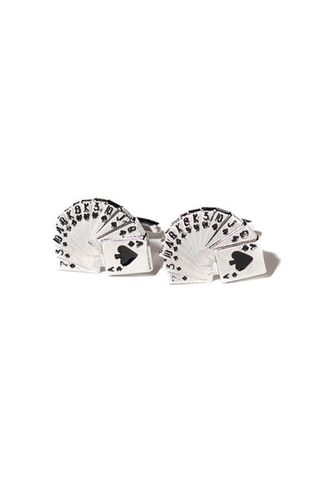 Playing Cards Silver Metal Cufflinks