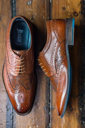 Tan Brogues Chinos And Brogues Amen Tan Paisley Etch Brogues