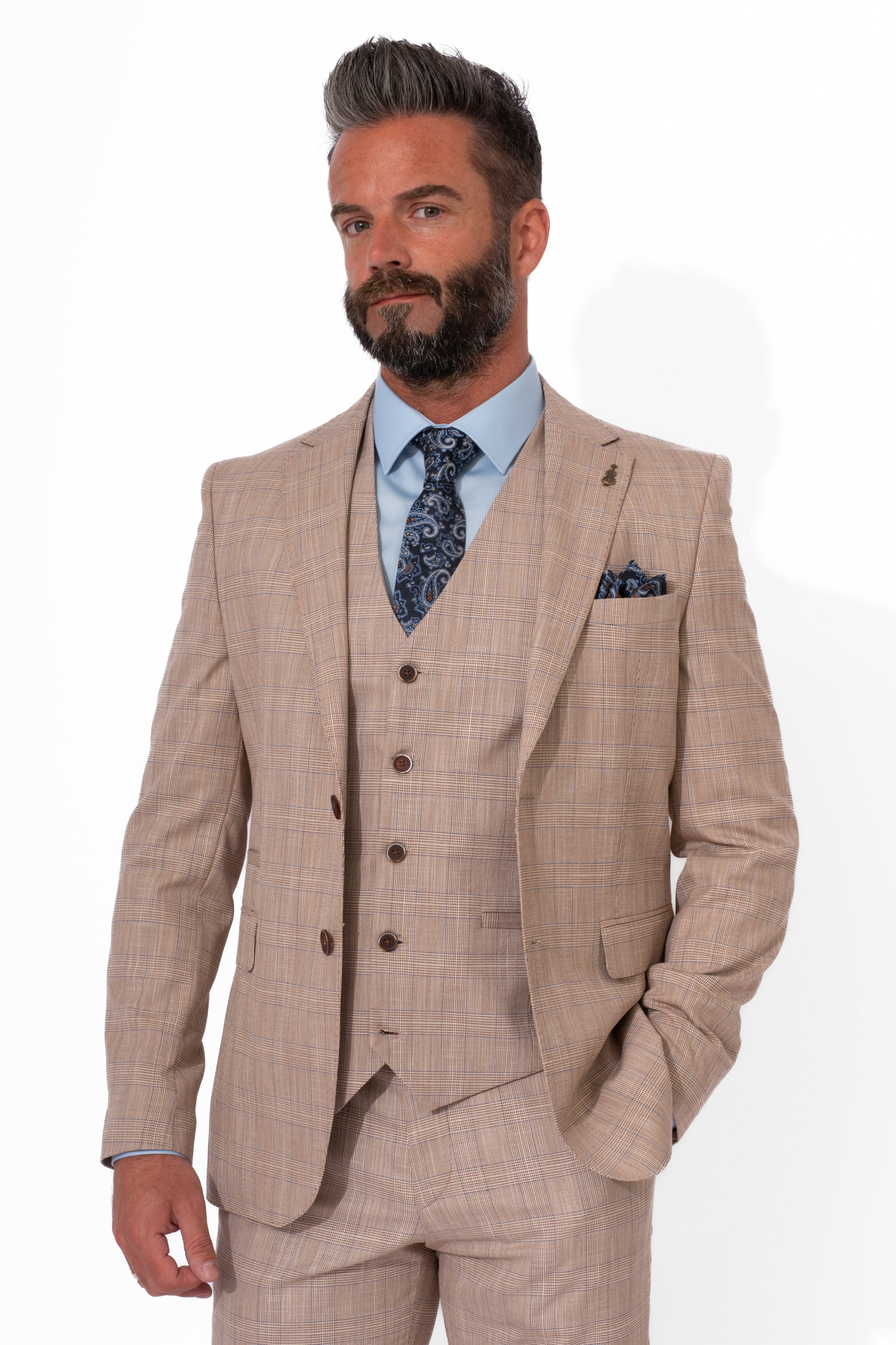 Fratelli Tan Prince Of Wales Check Blazer Master Debonair