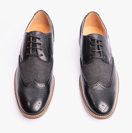 Goor Black with Tweed Brogues