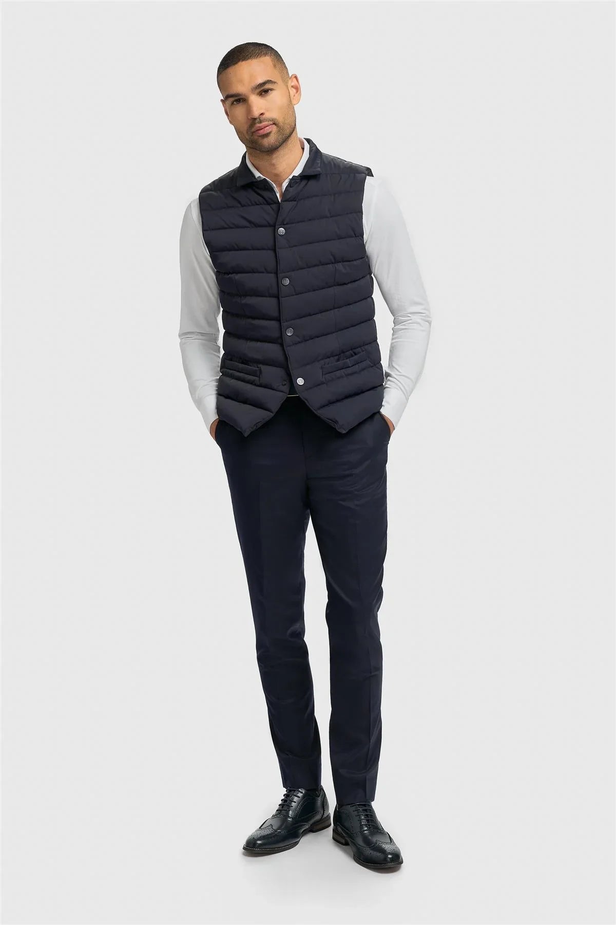 House of Cavani Perry waistcoat gilet in dark fabric, featuring a tailored fit and button closure for a stylish, sophisticated look.
