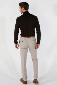 Men's Paul Andrew Mayfair stone trousers with tailored fit, shown on a model, featuring a sleek design and classic style.