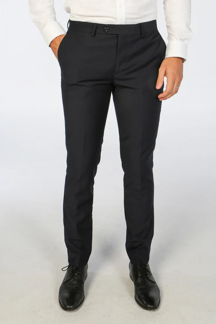 Men's navy Parker trousers by Paul Andrew, tailored fit, made from high-quality fabric, displayed on a neutral background.