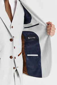 Paul Andrew Mark stone Glen check blazer from Master Debonair, featuring a tailored fit and classic check pattern.