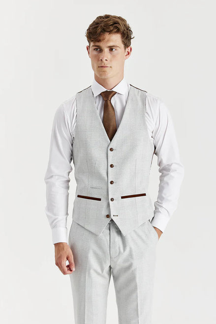 Paul Andrew - Mark - Stone Glen Check Waistcoat