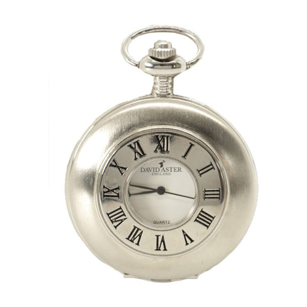 Silver & White Quartz Half Hunter Pocket Watch