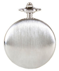 Silver brushed quartz full hunter pocket watch by Paul Andrew with a closed case, designed as a stylish tie accessory.