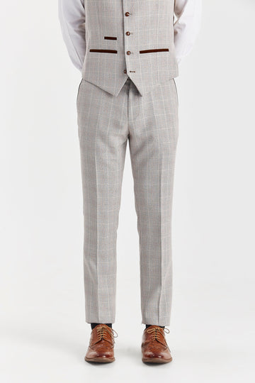Paul Andrew - Mark - Stone Glen Check Trousers