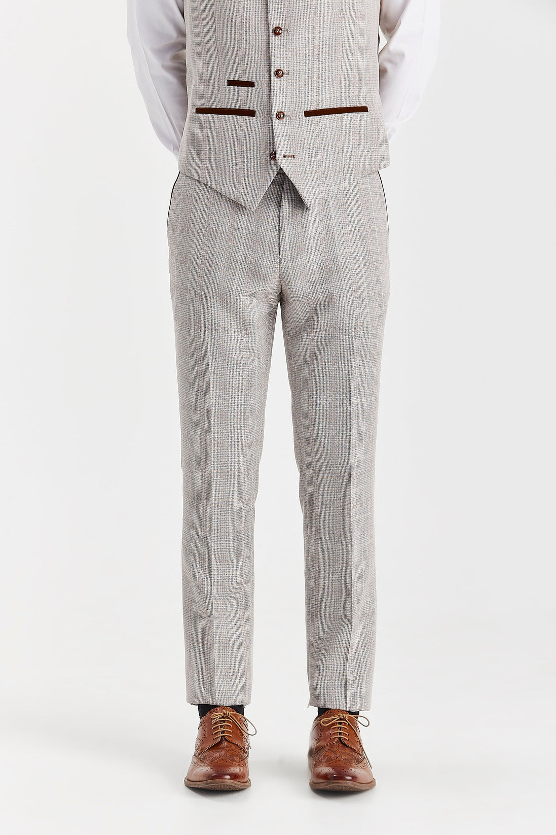 Paul Andrew - Mark - Stone Glen Check Trousers
