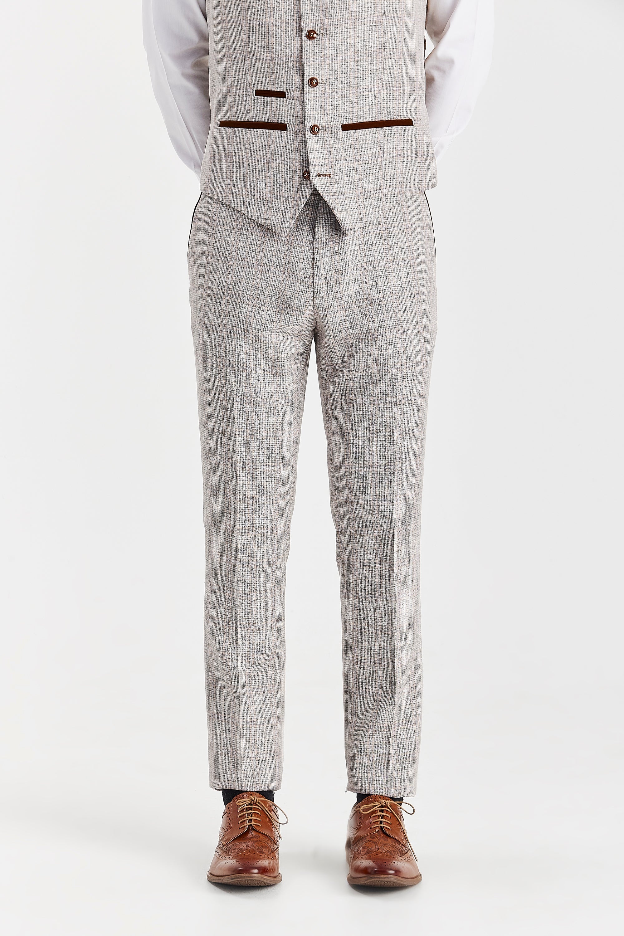 Paul Andrew - Mark - Stone Glen Check Trousers