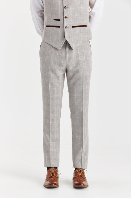 Paul Andrew - Mark - Stone Glen Check Trousers