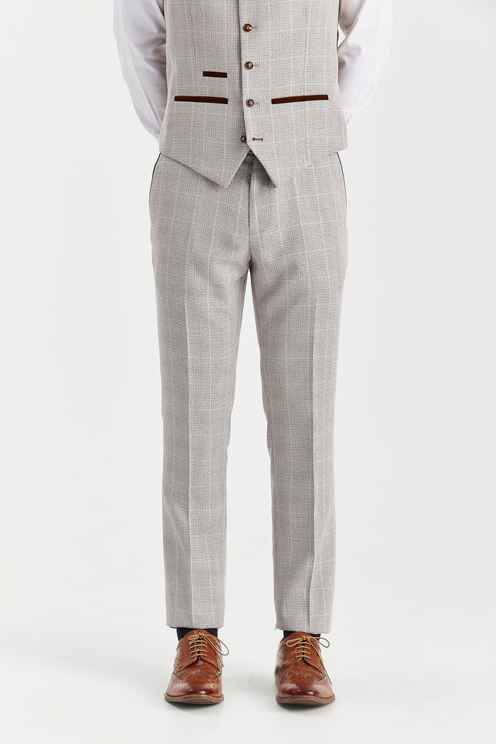 Paul Andrew - Mark - Stone Glen Check Trousers