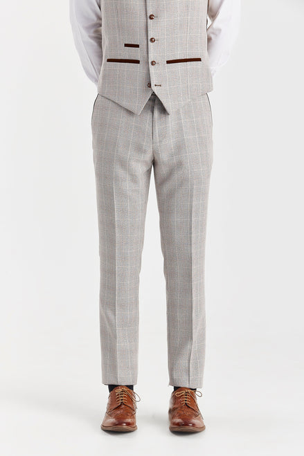 Paul Andrew - Mark - Stone Glen Check Trousers