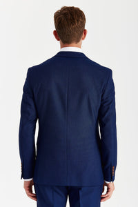 Men's blue textured blazer by Paul Andrew for Master Debonair, tailored fit with lapels and pocket details.