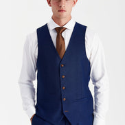 Paul Andrew - Mayfair - Men's Blue Textured Waistcoat