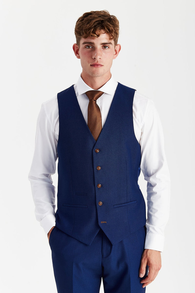 Paul Andrew - Mayfair - Men's Blue Textured Waistcoat