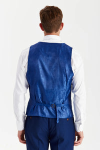 Blue textured men's waistcoat by Paul Andrew for Master Debonair, featuring a tailored fit and stylish design.