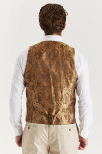Beige waistcoat by Paul Andrew, featuring tailored fit and classic design, shown on a model with front view.