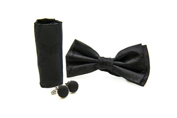 Paul Andrew Black Paisley Bow Tie Set