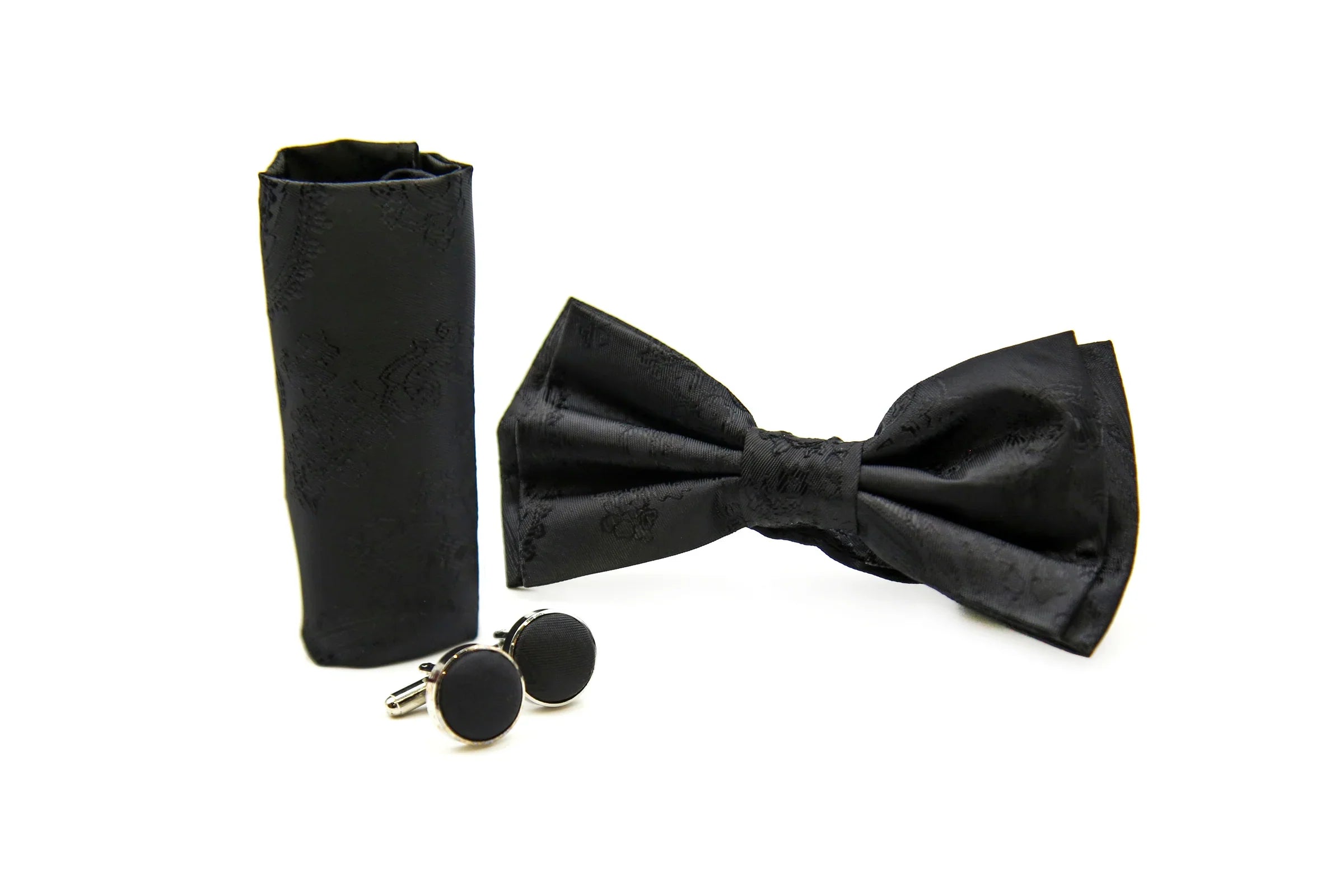 Paul Andrew Black Paisley Bow Tie Set