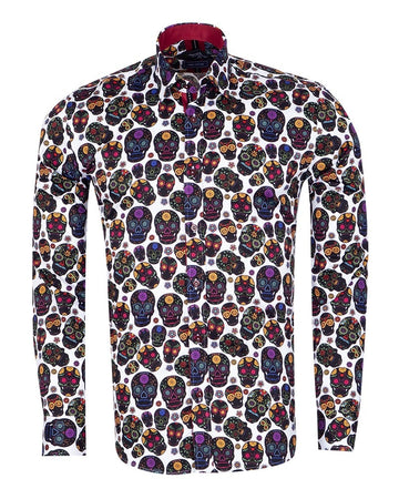 Black Day of the Dead Skull Print Shirt