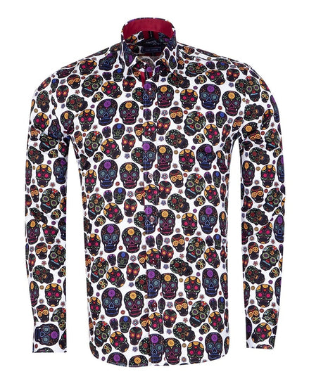 Black Day of the Dead Skull Print Shirt