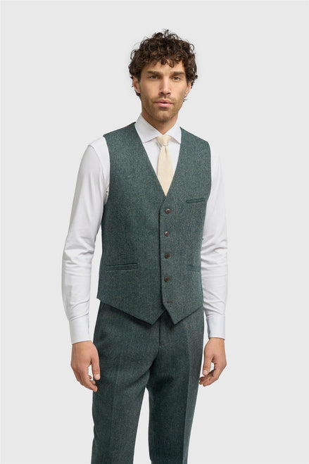 House of Cavani Thomas Olive Tweed Waistcoat