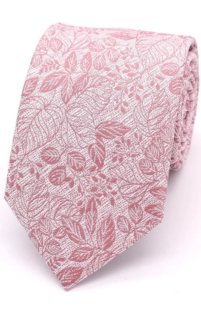 Dusky Pink Textured Floral Tie Set