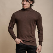 House of Cavani Karris Brown Roll Neck Jumper