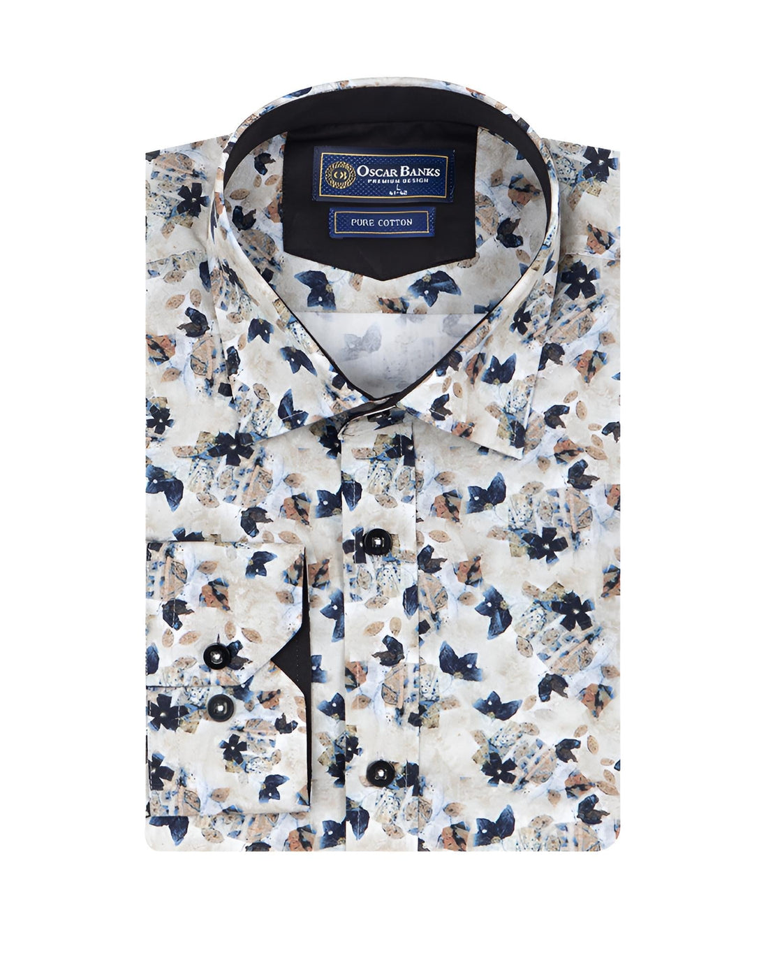 Cream Flower Print with Matching Handkerchief