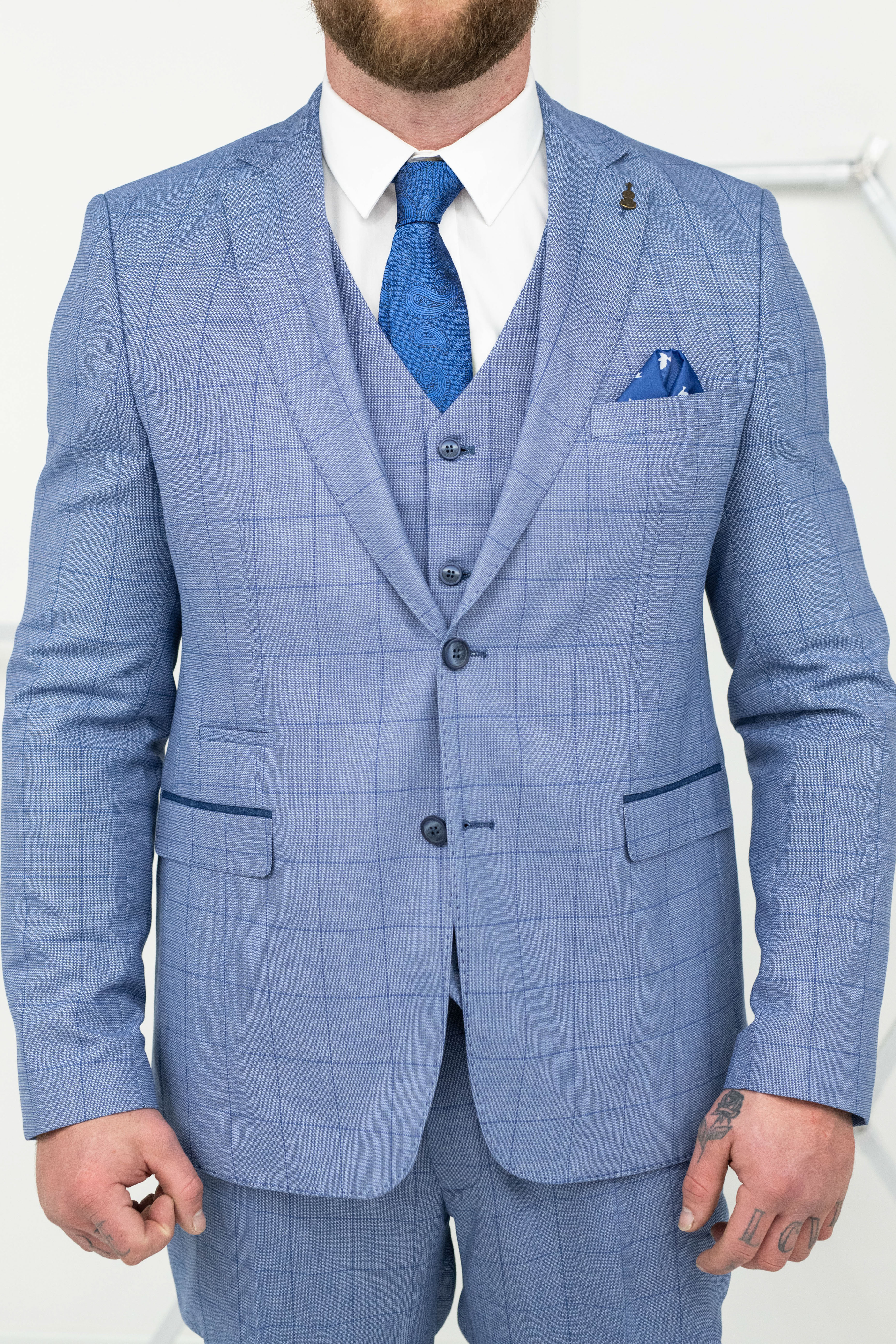 Royal blue check blazer deals