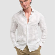 Cavani White Stripe Linen Shirt