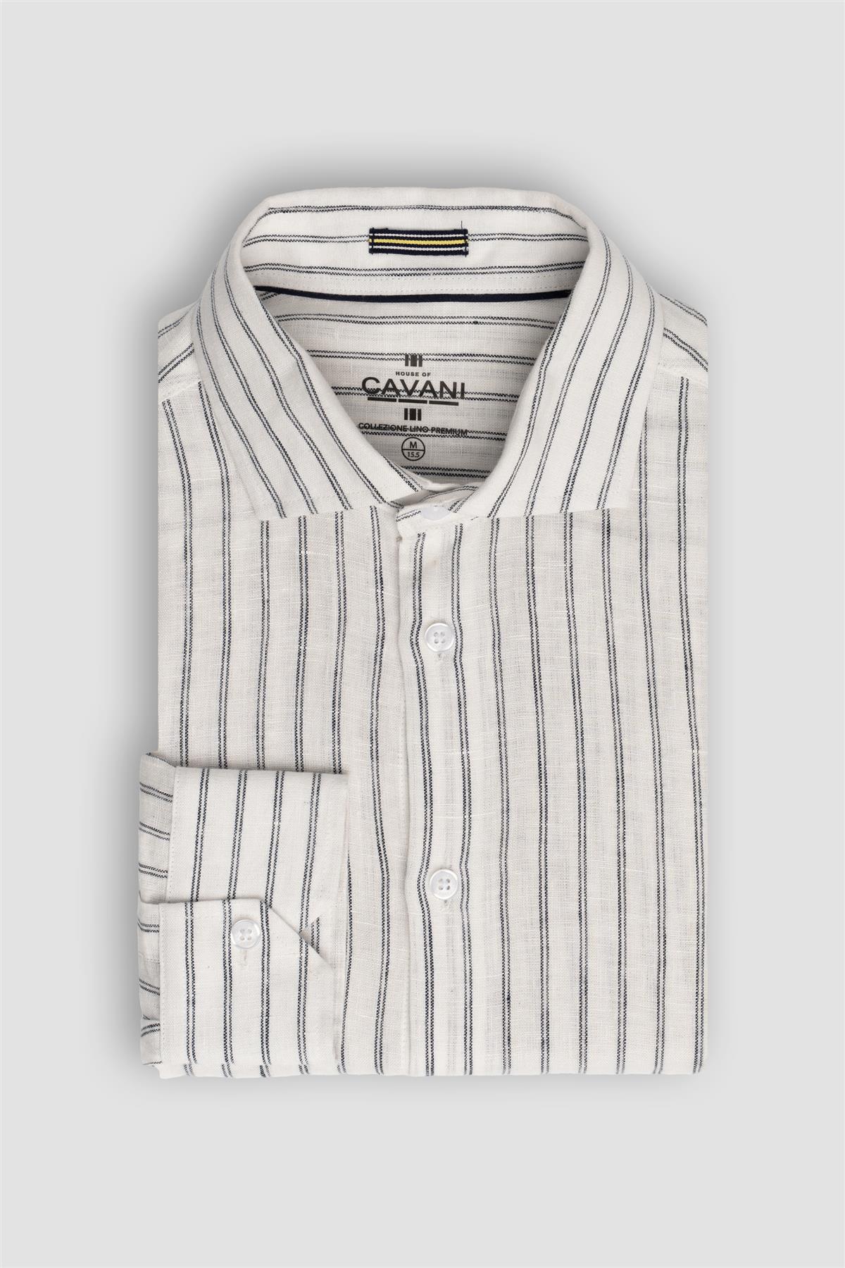 Cavani White Stripe Linen Shirt