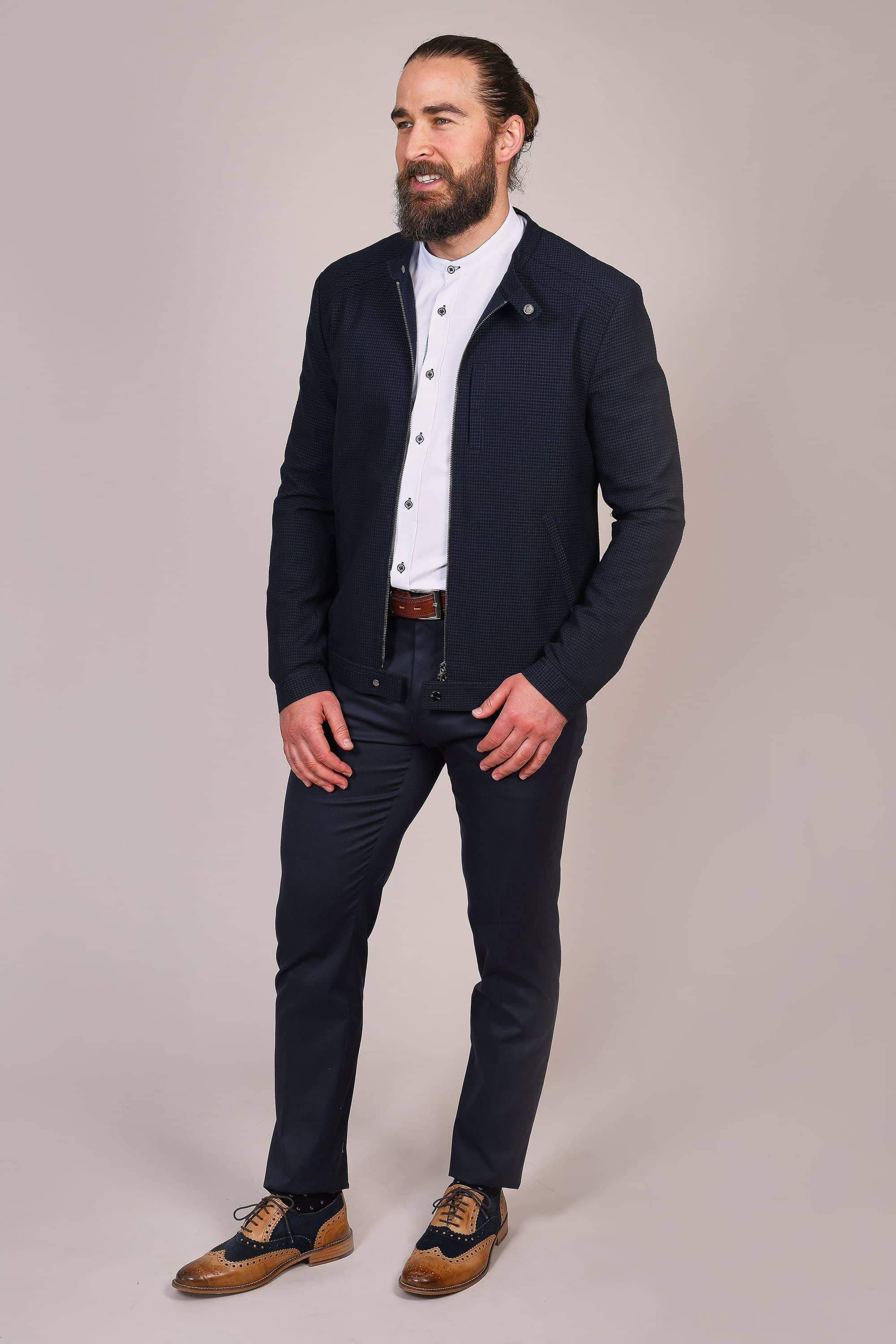 Grandad collar shirt with blazer hotsell