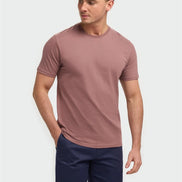 Cavani Mauve Cotton Stretch Fit Crew Neck T-Shirt