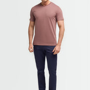 Cavani Mauve Cotton Stretch Fit Crew Neck T-Shirt