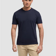 Cavani Navy Cotton Stretch Fit Crew Neck T-Shirt