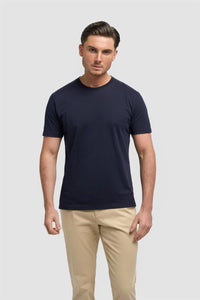 Cavani Navy Cotton Stretch Fit Crew Neck T-Shirt