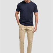 Cavani Navy Cotton Stretch Fit Crew Neck T-Shirt