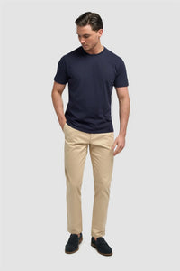 Cavani Navy Cotton Stretch Fit Crew Neck T-Shirt