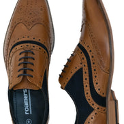 Roamers Tan & Navy Suede Brogues