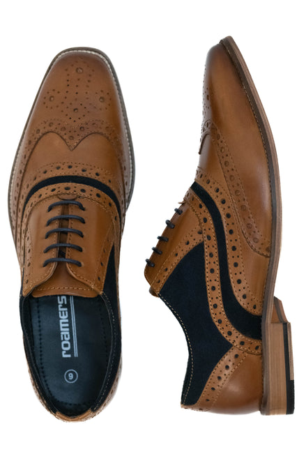 Roamers Tan & Navy Suede Brogues