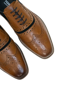Roamers Tan & Navy Suede Brogues
