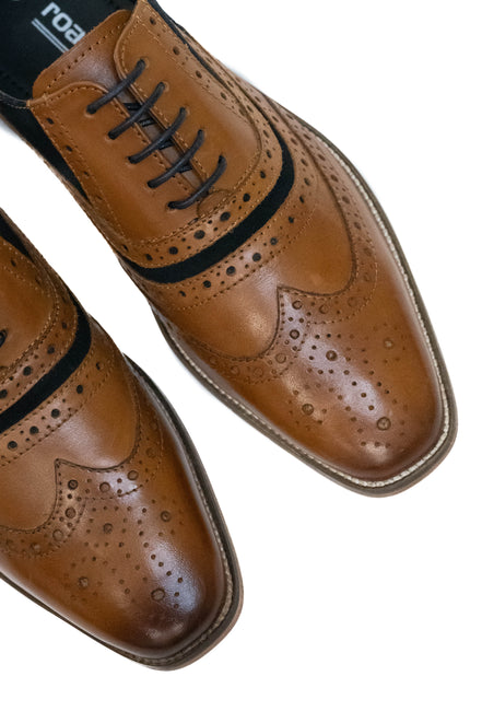 Roamers Tan & Navy Suede Brogues