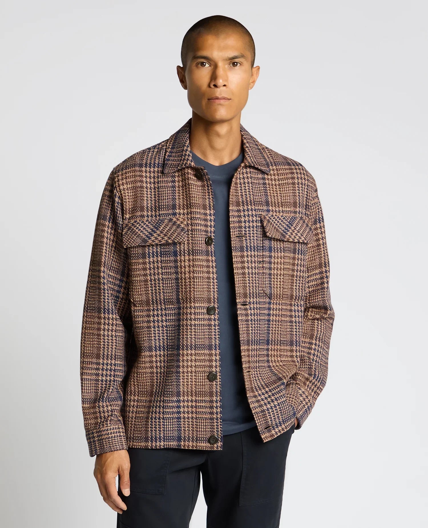 Remus Uomo Brown Houndstooth Shacket