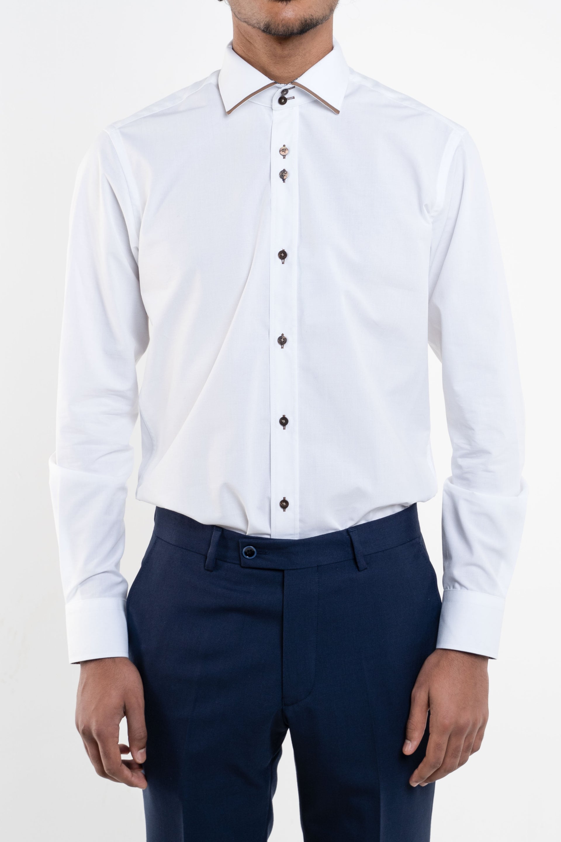Guide London White Shirt With Tan Collar Tipping – Master Debonair